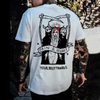 Camiseta Gráfica De Calavera Y Diablos Oscuros Para Hombres Y Mujeres Estilo Punk Retro Casual Bretona Negra Blanca Talla Grande Para Verano - details 8