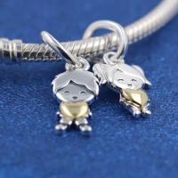 Encanto Original De Plata De Ley 925 Romance Chico Y Niña Sosteniendo Amor Pulsera Ajustable Joyería DIY Regalo Elegante Para Parejas - details 1