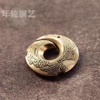 Anillo De Suerte Chino Cadena De Llave De Coche De Latón Colgante De Joyería Con Patrón Especial Redondo Tag Poder Oriental Místico DIY Correa Colgantes - details 3