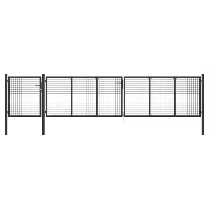 vidaXL Puerta de jardín de acero gris antracita 500x75 cm - 1