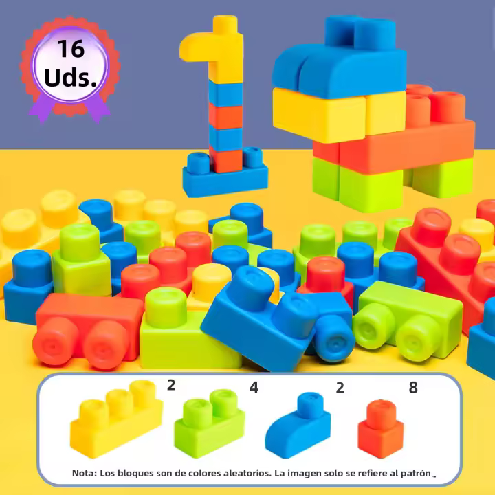 Juguete De Asamblea Para Niños Y Niñas Con Partículas Grandes De Goma Suave Bloques De Puzzle Para Cerebro Juguete Educativo Para Niños De 1 Año - 1