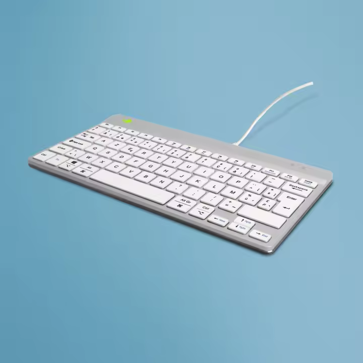 R-Go Tools Teclado ergonómico R-Go Compact Break, teclado compacto con software de pausa, AZERTY (BE), cableado, blanco - 1