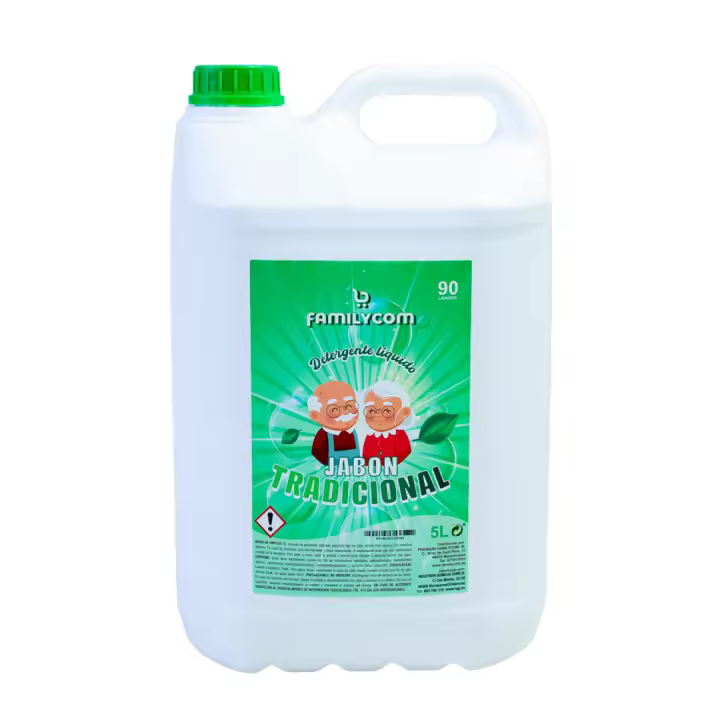 FAMILYCOM. Detergente Lavadora Liquido Profesional Marsella Colores Jabon Tradicional, 5 Litros. - 1