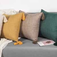 Funda De Cojín De Algodón Linen Verde Con Borla Boho Regalo Para Sofa Decoración De Hogar Navidad Estilo Rústico Americano - details 5
