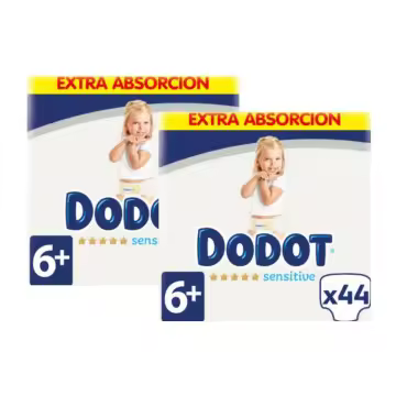 Dodot Sensitive Extra Talla 6+ (15+ kg) Pack Ahorro 88 Pañales (2x44) – Máxima Suavidad y Protección - 1