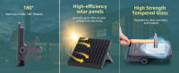 Aigostar Foco proyector LED solar con control remoto,focos solare de 50W, 500LM,luz blanca fría de 6500K,IP65 impermeable Luz solar exterior,para jardín,terrazas,caminos,garajes,cable de 2M(1) - details 1