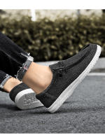 Zapatos Casuales Para Hombre Transpirables Ligeros Slip-On Planos Cómodos De Color Sólido Suela Suave Zapatos De Venta Loafers - details 7