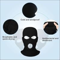 J.S ONDO Pasamontañas de 3 Agujeros Pasamontañas de Punto de 3 Agujero Máscara De Cara Completa, Balaclava Elástica de Esquí Sombrero para Moto, Prueba de Viento, Negro,Talla única - details 2