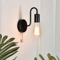 E27 Negro vintage lámpara de pared Luz with interruptor de cable de trazado - details 1