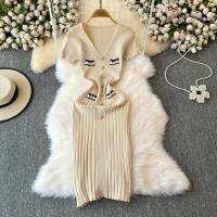 Vestido Largo Elegante Tejido Para Mujer Verano V Cuello Suelto Botones Bodycon Midi Fiestas Oficina Vestidos De Mujer - details 11