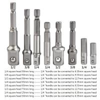 Adaptador De Destornillador 1/4'' Rosca Hexagonal Para Destornillador De Impacto 1/2'' 3/8'' Adaptador De Punta Cuadrada Para Herramientas Manuales - details 1