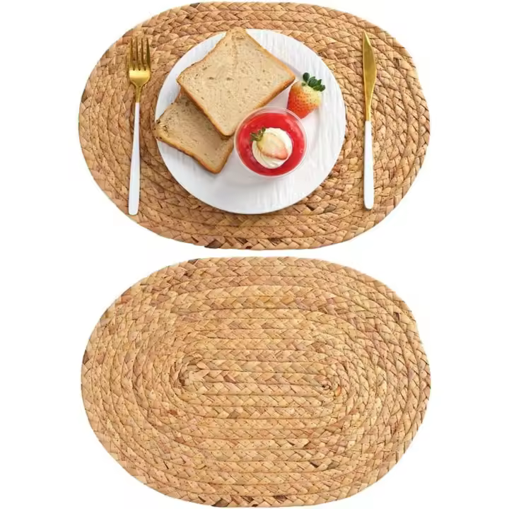 Rustic Boho Heat Resistant Non-Slip Mats Heat-Resistant Braided Farmhouse Placemats - 1