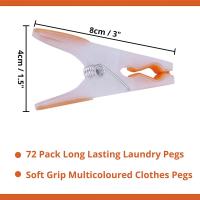 Kurelle 6 docenas / 90 piezas Secado de ropa Clips Fuertes Clavijas para el hogar Pinzas para ropa a prueba de Viento Extra Grande Antideslizante Ergonómico Agare de Goma suave Clo - details 0