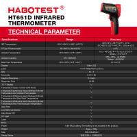 HABOTEST HT651D Termómetro Infrarrojo Con Láser Medidor De Temperatura No Contacto Industrial Rango -50-800℃ Digital Portátil - details 6