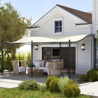 Pérgola gazebo con Techo, gazebo Toldo impermeable, gazebo de Jardín Independiente gazebo Toldo Terraza Jardín Protección solar aprox. 3x5x2,5 m crema Blanco - details 0