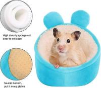 Hamster Mini Bed, Warm Small Pets Animals House Bedding, Cozy Nest Cage Accessories, Lightweight Cotton Sofa for Dwarf Hamster (Blue) - details 1