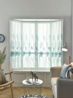 Cortina De Tela Gauze Para Dormitorio 1PC Estilo Nórdico Con Hojas De Plátano Exquisitas Para Sala De Estar Translúcida Y Sombreadora - details 1