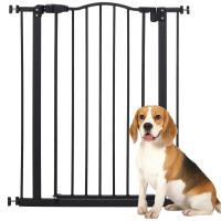 PawHut Barrera de Seguridad para Perros Extensible 74-80 cm, para Puertas y Escaleras, Barrera para Perros, Montaje a Presión y Doble Bloqueo, Negro - details 0