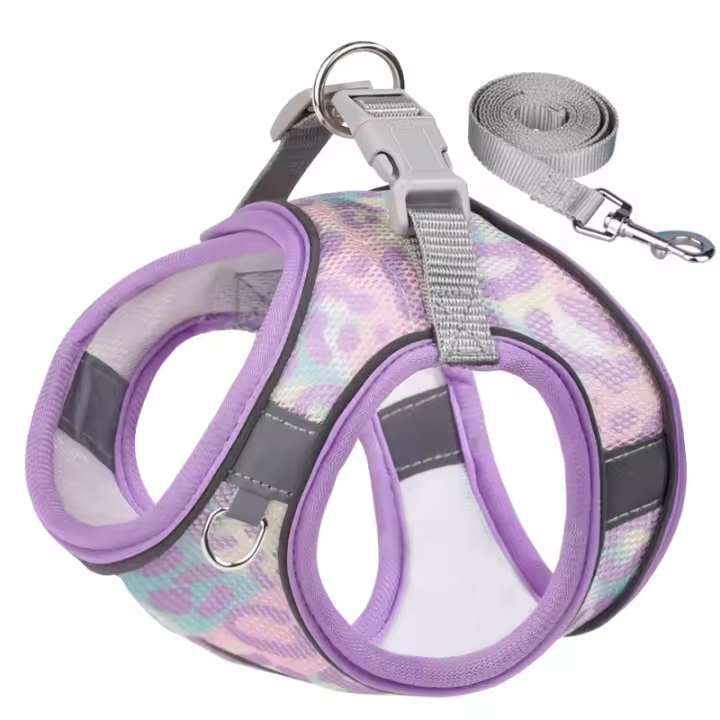 Juego De Arnés Y Correa Para Perros Y Gatos Pequeños Y Medianos Con Cinta De Pecho Reflectante Y Transpirable Ropa De Perro Vestido De Exterior Para Caminar - 1