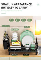 Dish Automatic Drying rack tableware storage countertop space-saving Black White - details 1