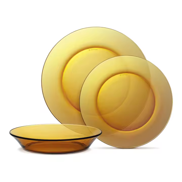 Duralex - Vajilla completa 18 Piezas de Vidrio Templado, Incluye 6 Platos Llanos de (23,5 cm), 6 Platos Hondos de (19,5 cm) y 6 Platos de Postre de (19 cm) - 1