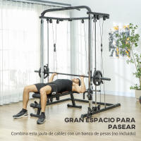SPORTNOW Smith Machine Multiestación de Musculación Máquina Multifunción de Musculación con Soporte para Sentadillas y Barra para Pesas para Entrenamiento Fitness en Hogar Negro - details 4