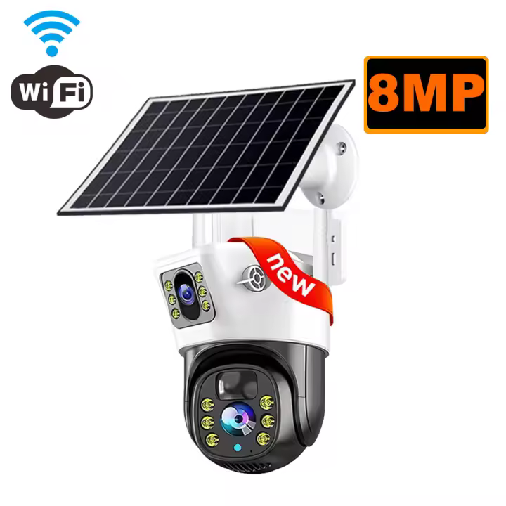 Cámara Solar 4G SIM Card WiFi 360 IP 8MP 4K CCTV Cámara De Batería Dual Lente Para Seguridad Doméstica Exterior Inteligente - 1