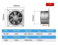 Ventilador De Extracción De Acero Inoxidable Para Baño Cocina Y Toilette Tubo De Ventilación De Pared Y Ventana 6''7'' - details 8