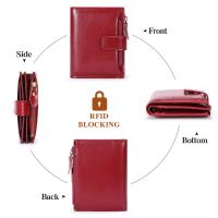 Cartera Mujer pequeña, Cartera Monedero Mujer Piel auténtica con 14 Ranuras para Tarjetas Bloqueo RFID Billetera Cuero auténtico Muy Suave Billetera Corta de Las Señoras Titular - details 0