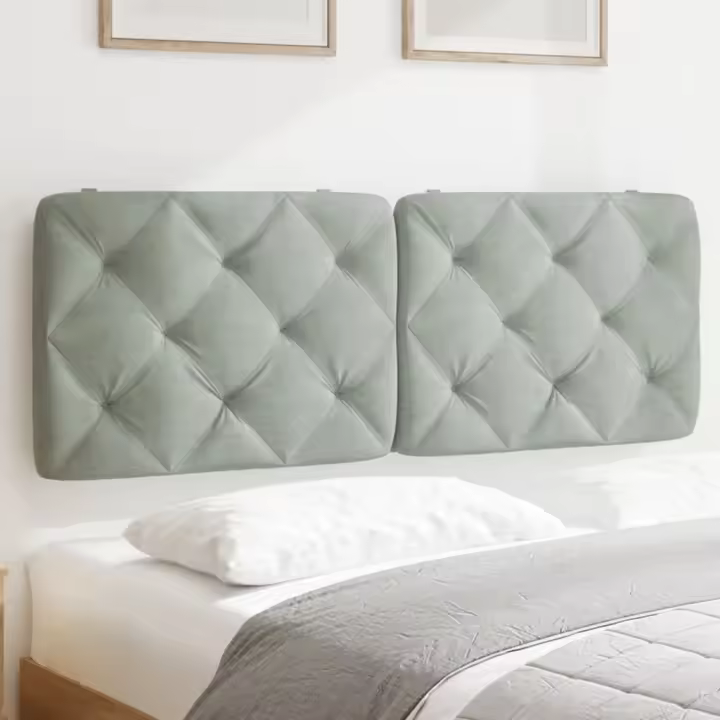 vidaXL Cabecero de cama acolchado terciopelo gris claro 120 cm - 1