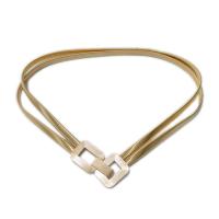 Cinturón Grueso de Mujer con Cadena de metal y cinturón elástico ajustable Dorado y Plisado. - details 1