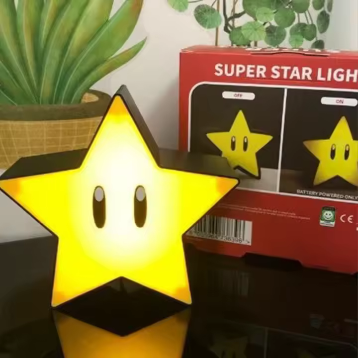 Lámpara De Noche Super Mario Bros Anime Con Sonido Y Luz En Forma De Hongo Preguntas Regalo De Cumpleaños Para Niños Figura De Acción Estrella Lindo - 1