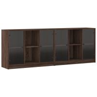 vidaXL Estantería con puertas madera de ingeniería 204x37x75 cm Blanco, Negro, Roble Sonoma Mueble Almacenaje Estantería para Oficina, Estudio, Dormitorio Estantería/Librería/ mueble de Almacenamiento - details 5