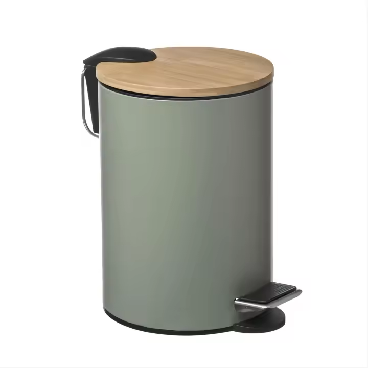 DAMDAM GO Papelera de baño con Tapa de Madera 3L - Cubo de Basura para baño con Tapa y Pedal Cierre silencioso - 1