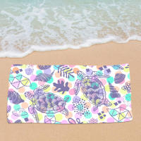 Nueva toalla de playa de microfibra imprimible con diseño de tortuga marina, toalla absorbente para nadar en la playa. - details 8