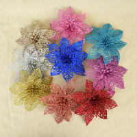 Decoración De Navidad Rosa Artificial Brillante 5/10pcs Flores Para Wreath Accesorios De Colores Adornos Para El Hogar DIY Noel - details 0