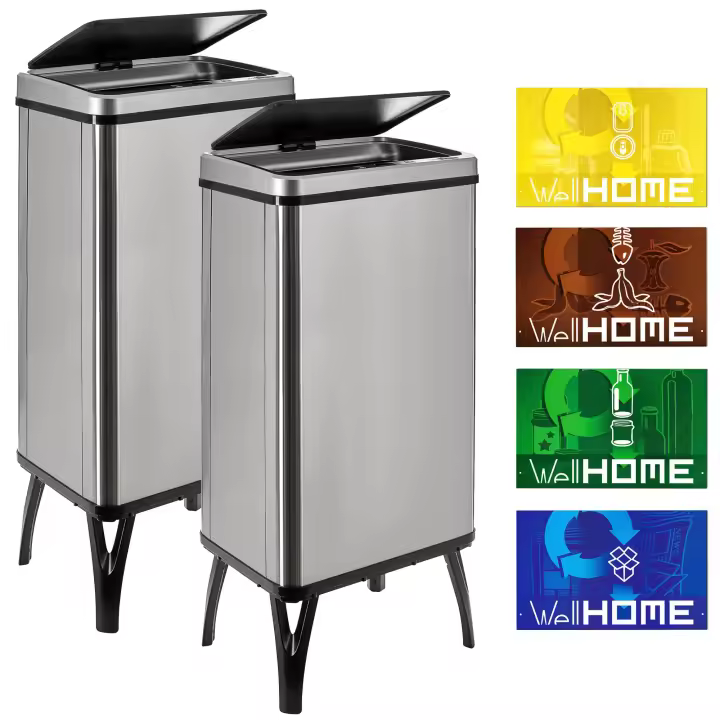 Cubos de Basura Inteligente Wellhome, 50L C/u, Gris - 1