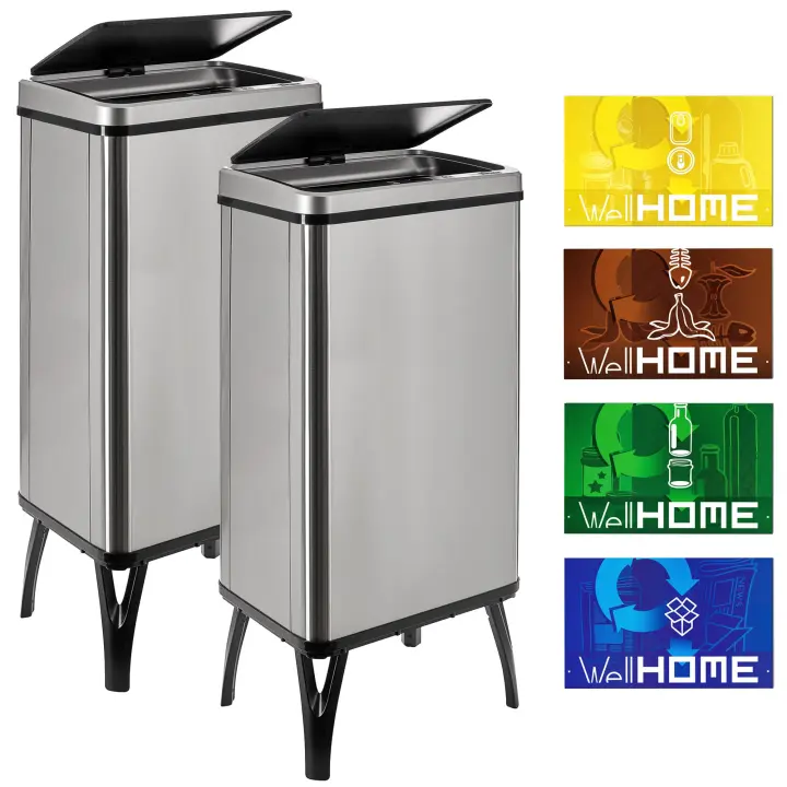 Cubos de Basura Inteligente Wellhome, 50L C/u, Gris - 1