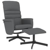 vidaXL Sillón reclinable con reposapiés cuero sintético Negro, Gris, Sillon Dormitorio Sillon Comodos Silla Relax Sillón Sofá - details 0