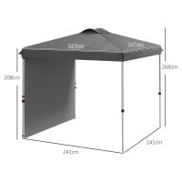 Outsunny Carpa Plegable 2,5x2,5 m Cenador de Jardín con 1 Pared Lateral Altura Ajustable en 3 Niveles Anti-UV Impermeable y Bolsa de Arena para Camping Fiestas - details 2