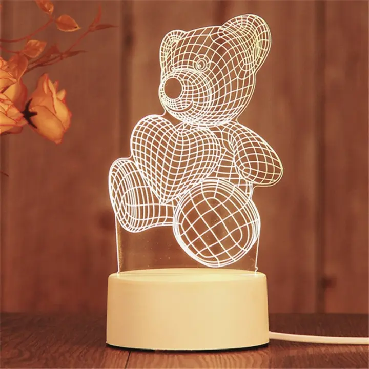 Lámpara De Mesa LED Creativa En Acrílico Para Dormitorio Luz Nocturna Animal Sin Bombillas Incluidas Fuente De Alimentación DC 5V - 1