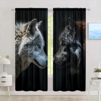 2pcs Cortina De Ventana Estampada En Estilo Lobo Blanco Y Negro Para Decoración Del Hogar Tratamiento De Ventana Para Dormitorio Oficina Y Cocina Material 100% Poliéster - details 5