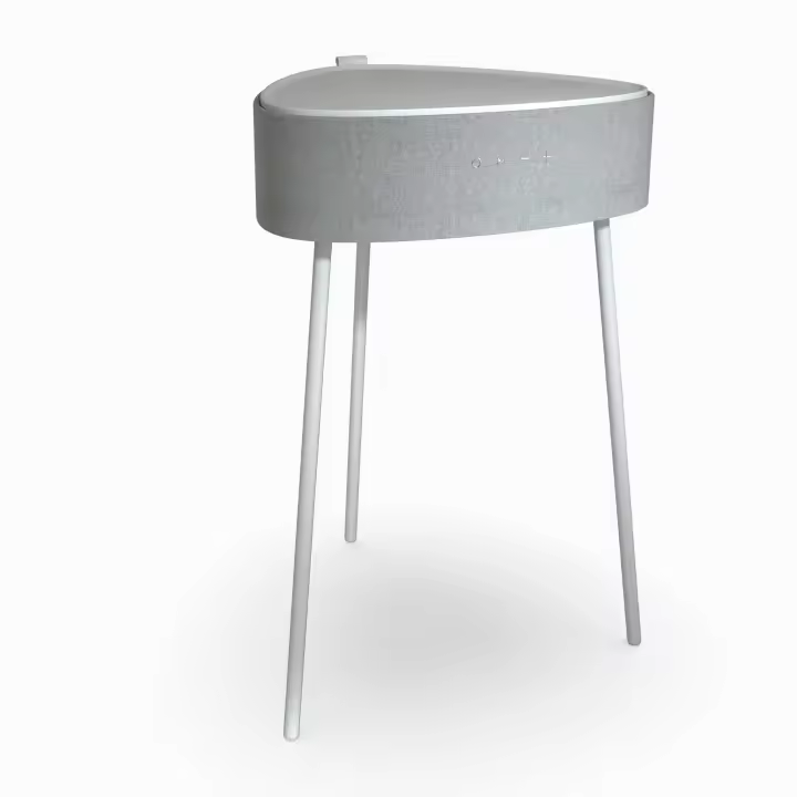 Mesa auxiliar altavoz portátil con sonido de 20W, Bluetooth, Base de carga inalámbrica, batería de 2500mAh. Mesilla o mesita para dormitorio o sala de estar - TD Systems SM20B11P - 1