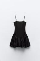 ZBZA Vestido Mini Chic Para Mujer Con Cintura Alta Y Mangas Spaghetti Estilo Balón De Punto De Poliéster Solado Sólido Con Patchwork - details 10