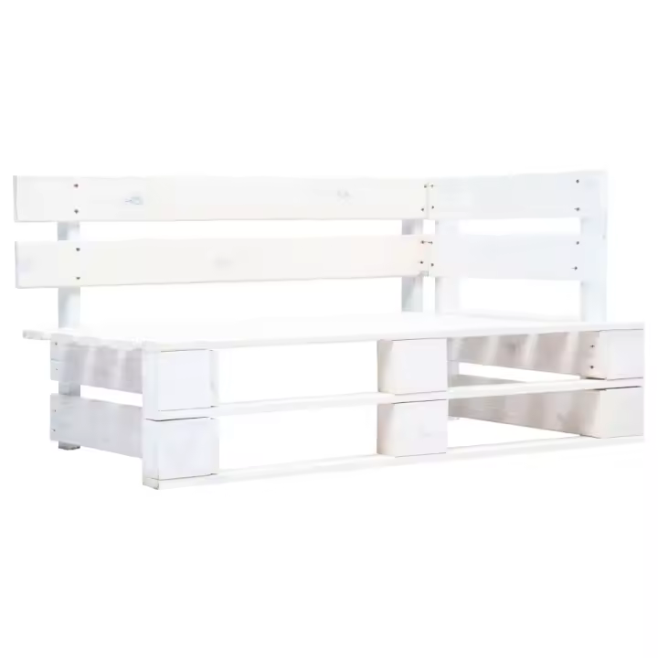 Sofá de Jardín Esquina de palets Madera Pino impregnada Blanco - 1