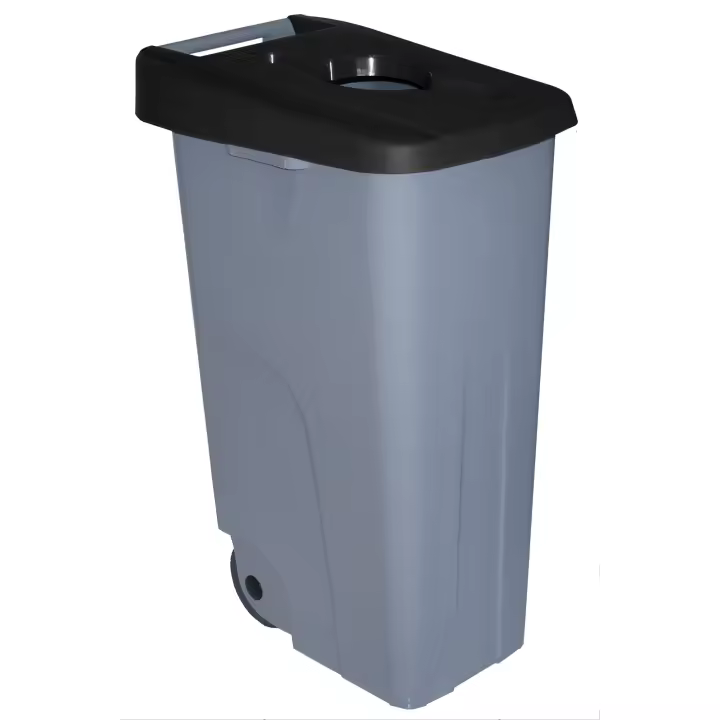 Denox Contenedor Reciclaje 110 Litros Abierto con Ruedas y Clip de Seguridad - 1