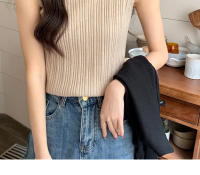 Top De Hombros Descubiertos Para Mujer Verde Tejido Basic Casual O-Neck Sin Mangas Alta Estiramiento Ajuste Slim Para Verano - details 9