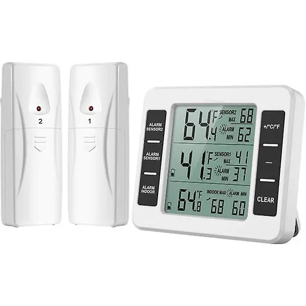 Termómetro para refrigerador/congelador, termómetro inalámbrico para refrigerador con 2 sensores - 1