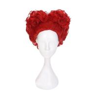 Pelucas De Sintética Cabello Resistente Al Calor Para Cosplay De Alice En Wonderland La Reina Roja Peluca Corta Rizada Para Mujeres Accesorio De Disfraz Para Niñas - details 0