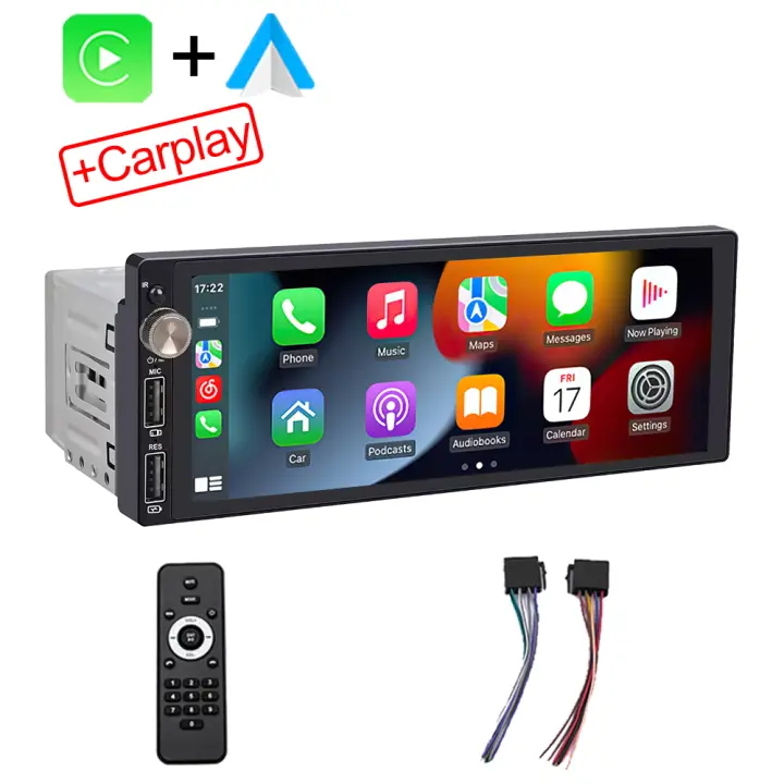 Radio De Coche Universal 6.9" QLED 1DIN Con Android Auto Y Wireless Carplay Multimedia Stereo MP5 Bluetooth USB FM Cámara Para Apple - 1